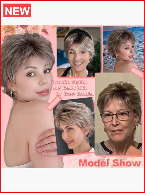 Short Curly Pixie Cut Synthetic Wig with Bangs Glueless Lightweight Heat main image 4